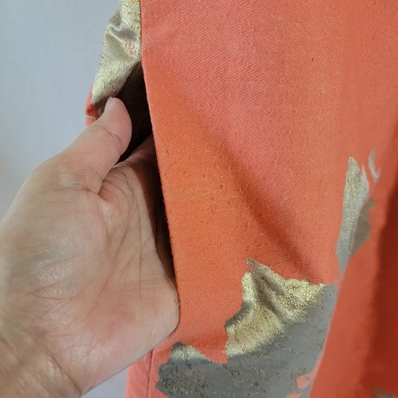 ANN MASHBURN Orange Gold Floral Susy Shift Dress Sz M Sleeveless Quite Luxury
